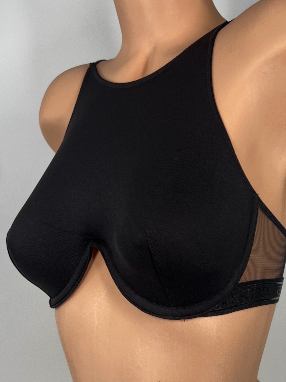 Victoria's Secret Sleek Black High Neck Wire Top Bra 32B NEW - Picture 8 of 16